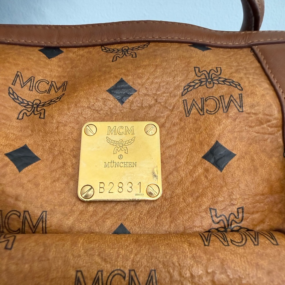 MCM Cognac Visetos Satchel with Gold Hardware - Picture 5 of 10